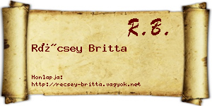Récsey Britta névjegykártya